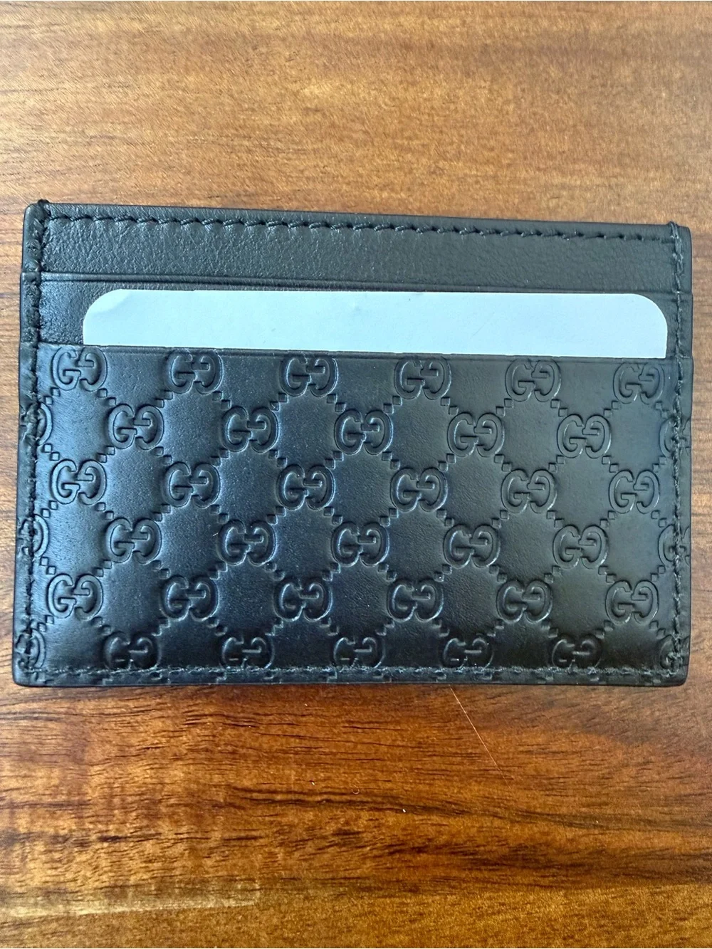 Gucci Black Embossed GG Leather Card Case